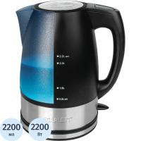 Чайник электрический Scarlett SC-1020 черный, 2.2л, 2200Вт