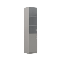 Шкаф-колонка высокий Skyland Simple SR-5U.2, левый, серый, 386х375х1815мм, комбинированый