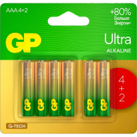 Батарейка Gp Ultra AAA LR03, 1.5В, алкалиновая, GPPCA24AU019, 6шт/уп