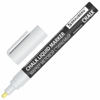 Маркер меловой CHALK LIQUID MARKER, БЕЛЫЙ, 3 мм, стираемый, BRAUBERG 'CHALK', 152585