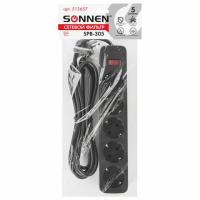 Сетевой фильтр Sonnen SPB-305 5 розеток, 3м, с заземлением, выключатель