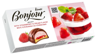 Десерт сложный Bonjour вкус клубники со сливками, 232г