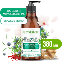 Мыло жидкое Synergetic Сандал и ягоды можжевельника 380мл с дозатором
