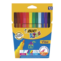 Фломастеры для рисования Bic Visa 12 цветов, суперсмываемые