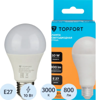 Лампа светодиодная Topfort E27 10W 3000K груша