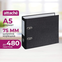 Папка-регистратор А5 Attache Мрамор черная, 80мм