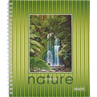 Тетрадь Attache Nature, А5, 60 листов, в клетку, на спирали, мелованный картон