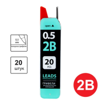 Грифели для механических карандашей Brauberg Black Jack Hi-Polymer 2В, 0.5мм, 20шт