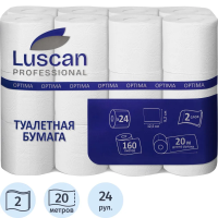 Туалетная бумага Luscan 2 слоя, 24 рулона, 20 м, белая