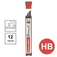 Грифели для механических карандашей Brauberg Hi-Polymer 180445 HB, 0.5мм, 12шт