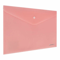 Папка-конверт с кнопкой BRAUBERG 'Pastel', А4, матовая непрозрачная, персиковая, ПРОЧНАЯ 0,2 мм, 272882