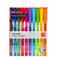 Набор гелевых ручек Brauberg Extra Glide Gel 10 цветов, 0.5мм
