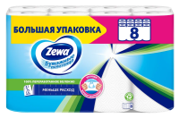 Бумажные полотенца Zewa 2 слоя, 8 рулонов 1/2 листа, 14м, белые