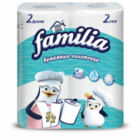 Бумажные полотенца Familia 2 слоя, 2 рулона, 12,5м, белые, 5083815