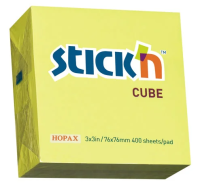 Блок самоклеящийся бумажный Stick`n 21010 76x76мм 400лист. 70г/м2 неон желтый