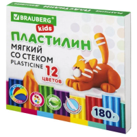 Пластилин Brauberg Kids 12 цветов, 180г, со стеком