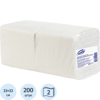 Салфетки бумажные Luscan 33х33см, 200шт, 2 слоя, белые