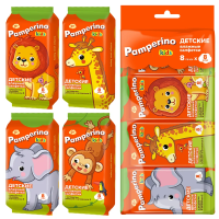Салфетки влажные детские Pamperino Kids Mix Ромашка-витамин Е, 8шт x 8 уп
