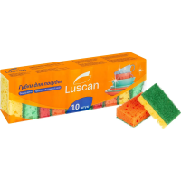 Губка Luscan поролоновая, 80х50х25мм, 10шт/уп, ассорти