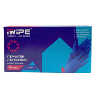 Перчатки латексные сверхпрочные (High risk) IWipe (синие размер M 50шт/уп арт 507110)
