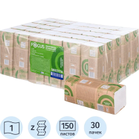 Бумажные полотенца Focus Eco H2, 1 слой, Z-сложение, 150лист, 30 пачек, белые, 5083778