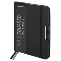 Записная книжка Brauberg Note черный, А5, 80 листов, в клетку, на сшивке, под кожу софт-тач