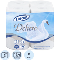 Туалетная бумага Luscan Deluxe, 8 рулонов, 19,3 м, белая