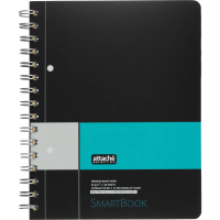 Бизнес тетрадь Smartbook серо-бирюзовая, А5, 120 листов, в клетку, на спирали, пластик