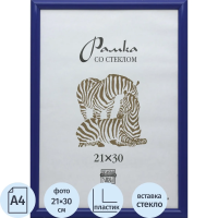 Рамка Зебра синяя, 21х30см, пластик