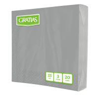Салфетки бумажные Gratias 33x33см, 20шт, 3 слоя, серебро