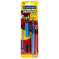 Перьевая ручка Centropen Student 2 сменных картриджа, корпус ассорти