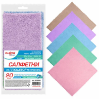 Салфетка хозяйственная Laima Pastel 30х30см, плюшевая микрофибра, 20шт/уп, ассорти