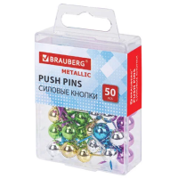 Кнопки для пробковых досок Brauberg Metallic 50шт/уп, 10мм
