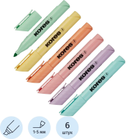 Набор текстовыделителей Kores High Liner Plus 6 цветов, 1-5мм