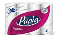 Бумажные полотенца Papia 3 слоя, 4 рулона, 11,2м, белые, 5081506