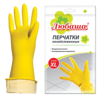 Перчатки латексные хозяйственные Любаша Эконом р.XL, желтые