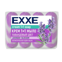 Мыло-крем туалетное 1+1 косметическое 300 г EXXE, КОМПЛЕКТ 4 шт. х 75 г, 'Лавандовый цвет', С0007345