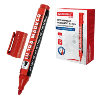 Маркер перманентный Brauberg Ultra Marker красный, 3,5 мм, с клипом, 152205