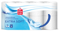 Туалетная бумага Fine Life Extra Soft 3 слоя, 8 рулонов, 20 м, белая