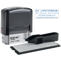 Штамп самонаборный 4-строчный, оттиск 47х18 мм, синий без рамки, TRODAT IDEAL 4912 P2, КАССА, 168225/125427