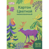 Цветной картон №1 School Живая природа 10 цветов, А4, 10 листов, немелованный