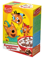 Готовый завтрак Crunch Time Три кота Кукурузные шарики с шоколадным вкусом, 170г
