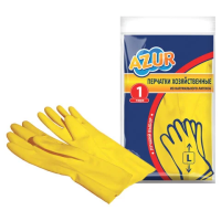 Перчатки резиновые Azur Бюджет р.L, без х/б напыления, рифленые пальцы