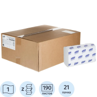 Бумажные полотенца Luscan Professional H2, 1 слой, Z-сложение, 190лист,белые, 21 пачка