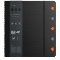 Бизнес-тетрадь А4+, 80л., Berlingo 'Steel&Style Pro', клетка, на гребне, 80г/м2, перфорация, разделители, линейка, закладка, черная