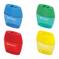 Точилка BRAUBERG 'Diamond Dual', 2 отверстия для чернографитных карандашей (в том числе утолщенных), с контейнером, ассорти, 226941