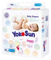 Подгузники Yokosun размер S до 6кг, 64шт