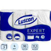 Бумажные полотенца Luscan Expert 3 слоя, 4 рулона, 11м, белые