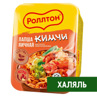 Лапша быстрого приготовления Роллтон Халяль яичная кимчи, 90г