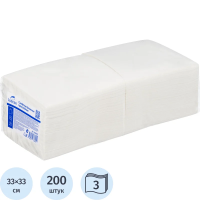 Салфетки бумажные Luscan 33х33см, 200шт, 2 слоя, белые